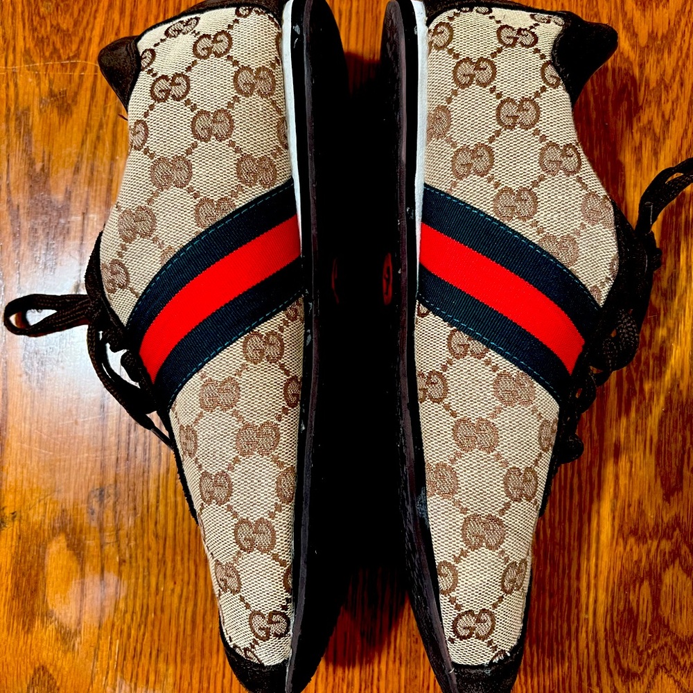 Gucci Womens Sneakers Size 11 Rown GG Brown Cloth Monogram 117706